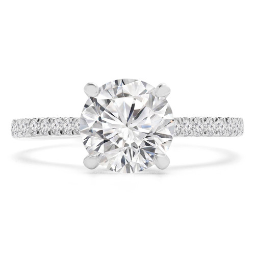 7/8 CTW Round Diamond Cathedral Solitaire with Accents Engagement Ring in 14K White Gold (MD200114)