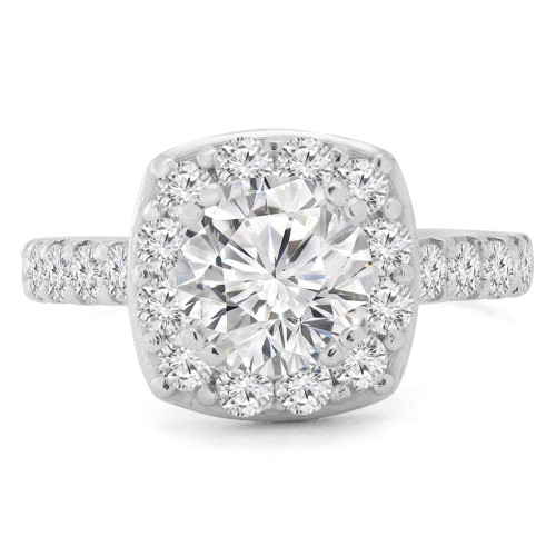 1 3/4 CTW Round Diamond Halo Engagement Ring in 14K White Gold with Accents (MD210351)