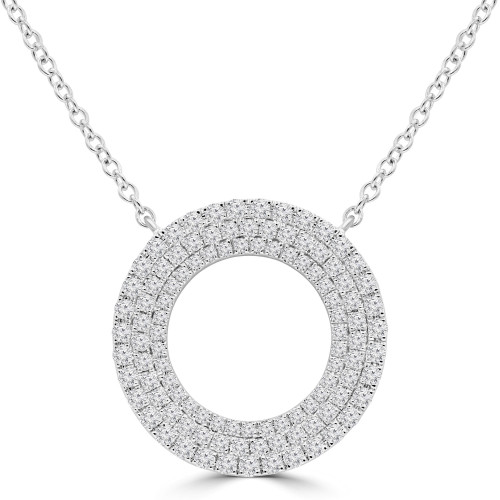 2/3 CTW Round Diamond Three-row Circle Necklace in 18K White Gold (MDR220017)