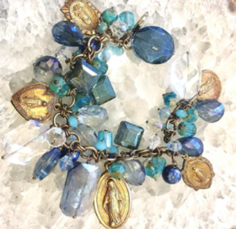 Twigs Jewels- Shades of Blue Madonna Charm Bracelet