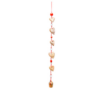 Moksha- Natural Clay Five Hearts Beads and Bell