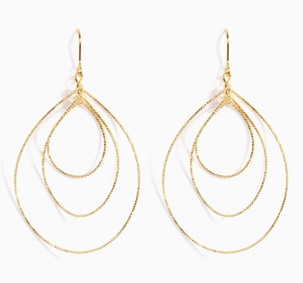 Splendid Iris- Ultra Delicate Triple Teardrop Earrings