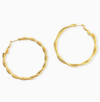 Water Resistant Twisted Large Hoop Earrings