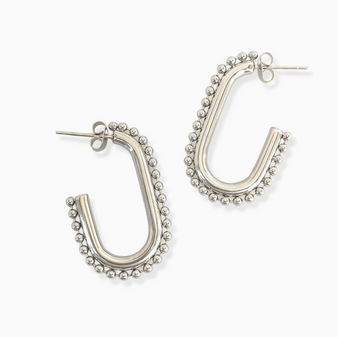 Water Resistant Oblong Posted Hoop Earrings