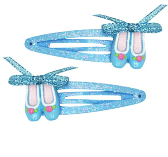 Pink Poppy- Ballet Shoe Blue Hairclips