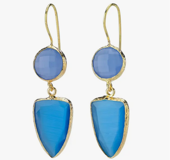 Island Designs- Blue Combo Triangle Earrings