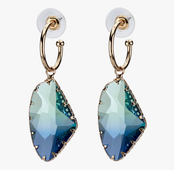 Island Designs- Flashy Glass Earrings Aqua