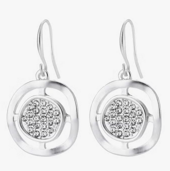 Island Designs- Round Hook Earrings with Pave Silver