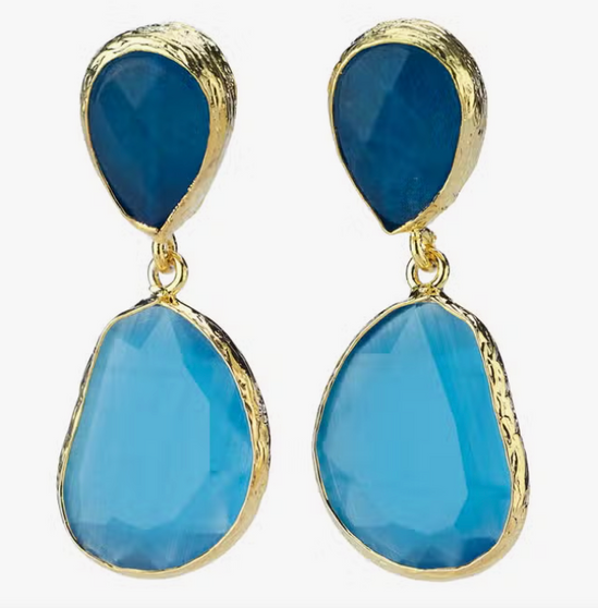 Island Designs- Blue Agate Earrings