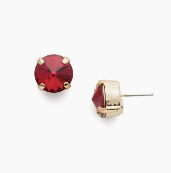 Sorrelli- Round Crystal Red Stud Earring