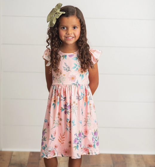 Adorable Sweetness- Floral Claire Flutter Dress