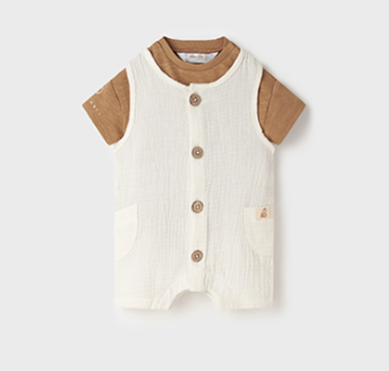 Mayoral- Cotton Gauze Romper Set