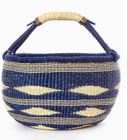 African Modern- Blue Diamond Bolga  Basket