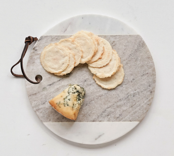 Creative Co-Op- Marble Cheese Board with Leather Tie