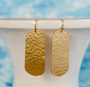 Island Designs- Hammered Long Oval Hook Earrings Gold