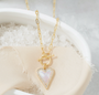 Splendid Iris- Mother Of Pearl Heart Toggle Necklace
