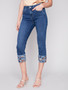 Charlie B- Embroidered Cuff Ankle Jeans