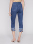 Charlie B- Embroidered Cuff Ankle Jeans