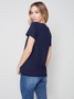 Charlie B- V Neck Linen Short Sleeve Tshirt