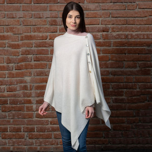 Lambswool Shawl LLS-100 Lambswool White SAOL Knitwear Front View