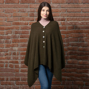 Lambswool Shawl LLS-100 Lambswool Army Green SAOL Knitwear Front View