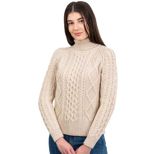 ML150 Cable Knit Turtle Neck Sweater Parsnip Color  SAOL Knitwear