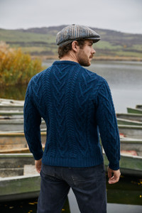 Mens Merino Aran Sweater MM208  Ocean Blue