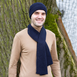 Mens Wool Knit Scarf AWM313 Navy Blue SAOL Knitwear