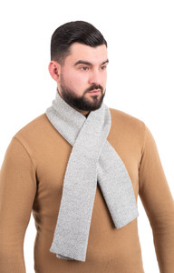 Mens Wool Knit Scarf AWM313 Grey SAOL Knitwear