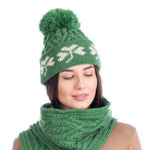 Green Shamrock Wool Hat ML253 Green SAOL Knitwear