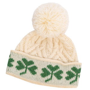 Green Shamrock Wool Hat ML253 Natural White SAOL Knitwear