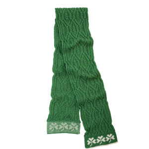 Tree of Life Aran Wool Scarf ML251 Army Green SAOL Knitwear