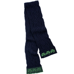 Tree of Life Aran Wool Scarf ML251 Navy Blue SAOL Knitwear