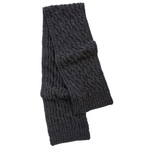 Wool Cable Knit Scarf MM257 Charcoal SAOL Knitwear