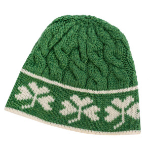 Cable Knit Shamrock Merino Wool Hat MM199 Green SAOL Knitwear