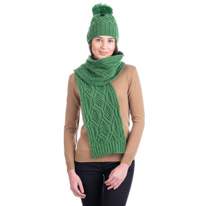 Ladies Wool Scarf ML252 Green SAOL Knitwear