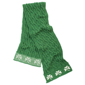 Cable Knit Shamrock Scarf MM255 Green SAOL Knitwear