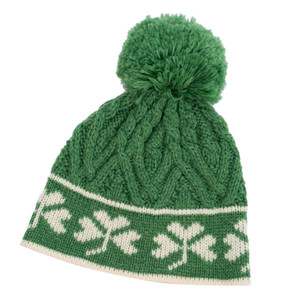 Shamrock Aran Wool Hat ML201 Green SAOL Knitwear