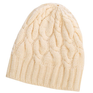 Cable Knit Wool Hat MM258 Natural White SAOL Knitwear