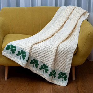 Irish Shamrock Wool Throw MT118-100-OS SAOL Knitwear