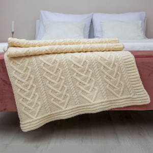 SAOL Natural Merino Wool Heart Throw MT121-100-OS saolknitwear.com