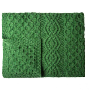 Honeycomb Merino Wool Aran Throw Green MT101 SAOL