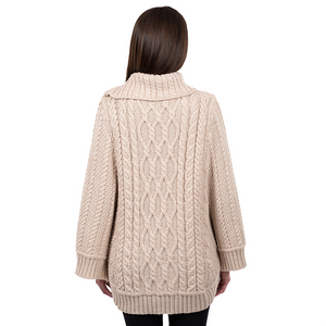 Cowl Neck Zipper Poncho ML161-109 Parsnip Saol.ie Back view