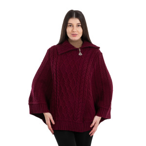 Cowl Neck Zipper Poncho
