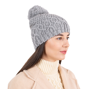 Ladies Cable Hat ML310 - 103 Grey Saol.ie