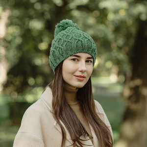 Ladies Cable Hat ML310 - 105 Green Saol.ie