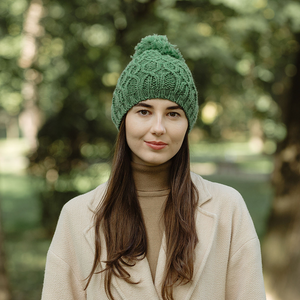 Ladies Cable Hat ML310 - 105 Green Saol.ie
