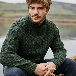 Men's Wool Half Zip Sweater MM902 - 102 Army Green Saol.ie