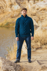 Men's Wool Half Zip Sweater MM902 - 110 Ocean Blue