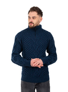 Men's Wool Half Zip Sweater MM902 - 110 Ocean Blue